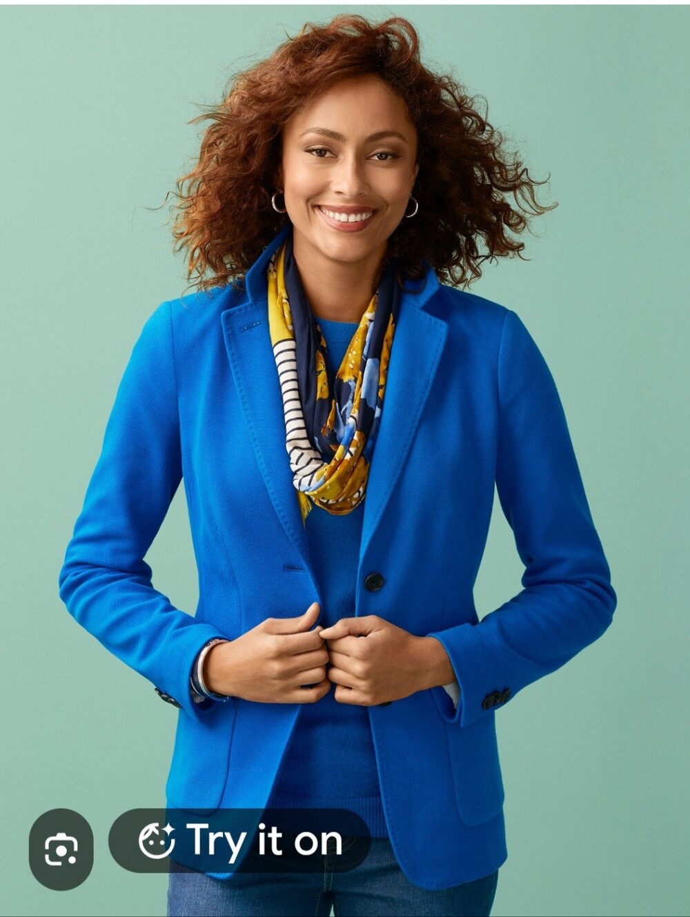 Talbots petite Women's Classic Blue Tailored Blazer Jacket. Size M. NWT